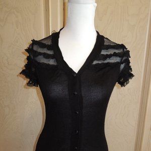 SOLD!!!! Black ShortSleeve Button Down Sweater Size 8 (Aus)